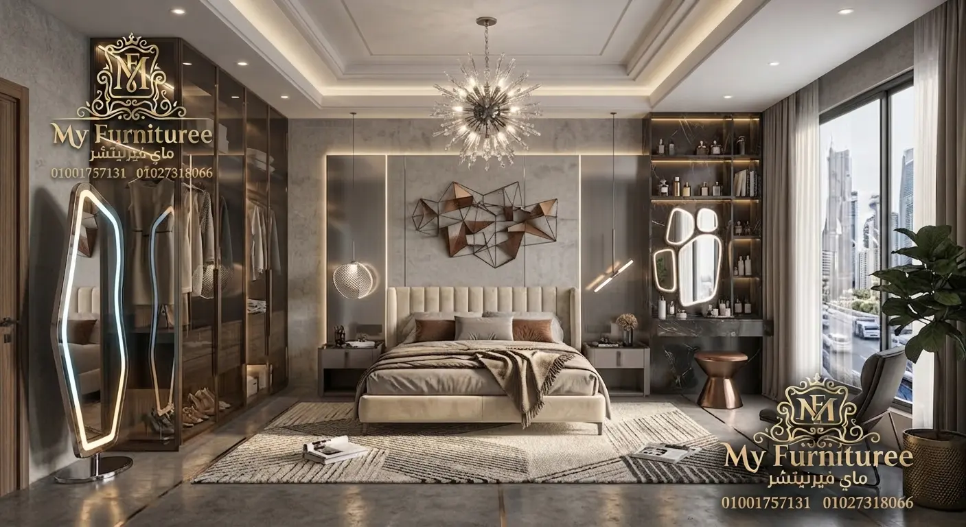 غرف نوم مودرن 2028: أحدث التصميمات والأفكار العصرية للمنزل الأنيق 31 غرفة نوم مودرن بيج فاخرة كاملة سرير ودولاب وتسريحة - فخر الصناعة الدمياطية ماى فيرنيتشر