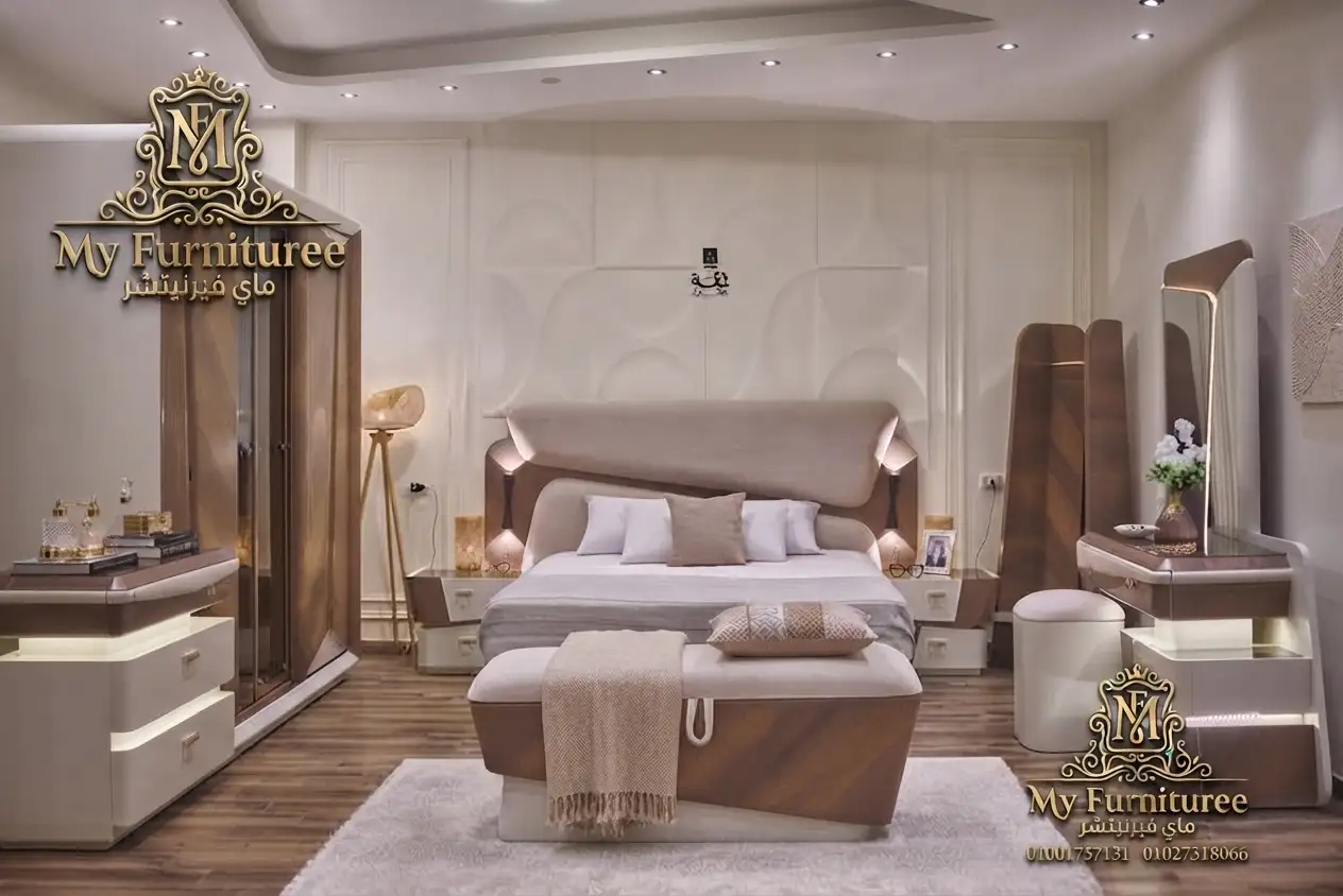 غرف نوم مودرن 2028: أحدث التصميمات والأفكار العصرية للمنزل الأنيق 25 غرفة نوم مودرن بيج فاتح كاملة سرير ودولاب وتسريحة - فخر الصناعة الدمياطية ماى فيرنيتشر